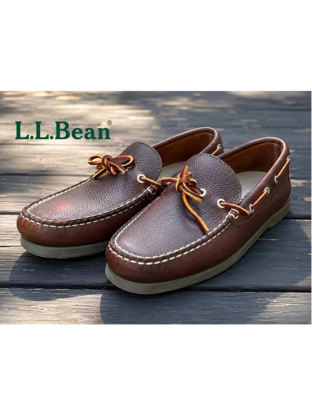 L.L.Bean Boat Shoes Men’s 8 D Women’s 9.5 Brown Leather Moc Toe Deck